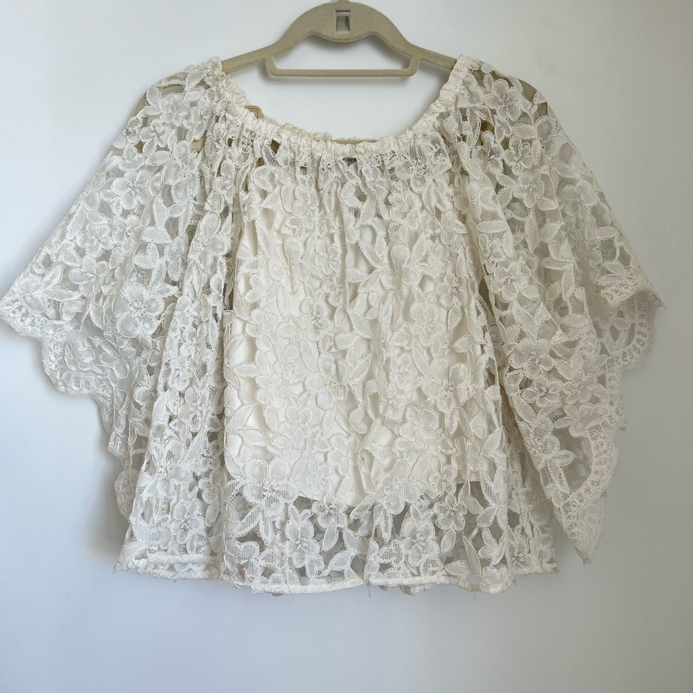 Alexis Off The Shoulder White Elastic Lace Top